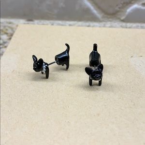 Brand new!. Black metal double end dog earrings